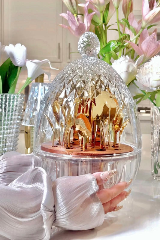 Luxury Egg-Shaped Gold Cutlery holder