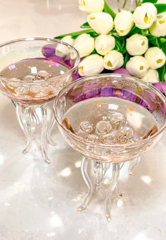 Rainbow Octopus martini/ cocktail/ mocktail glasses