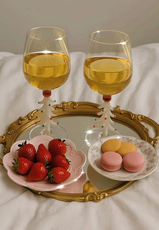 Handcrafted Merry Christmas tree wine Flute