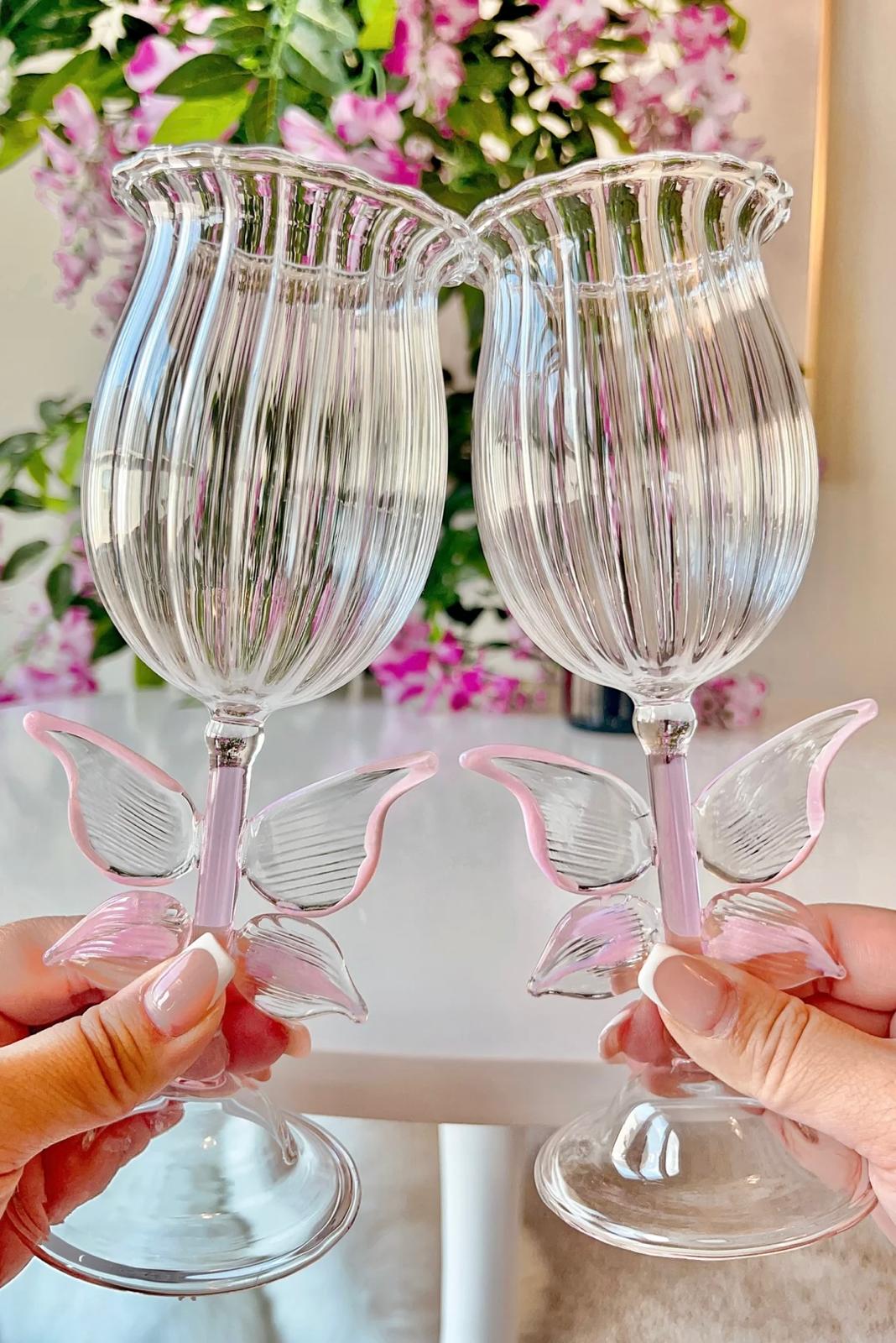 Handcrafted pink butterfly glasses