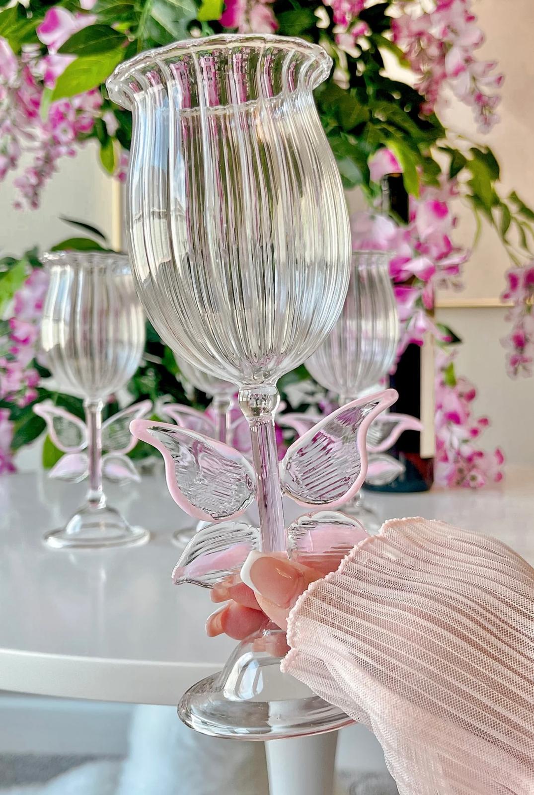 Handcrafted pink butterfly glasses