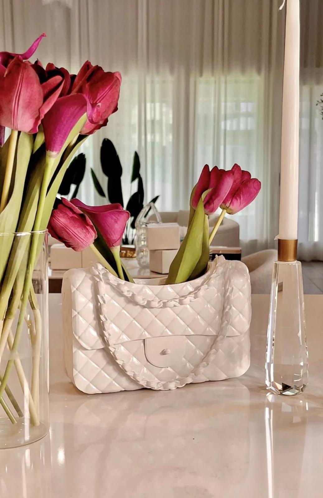 Handcrafted Channel handbag flower vase