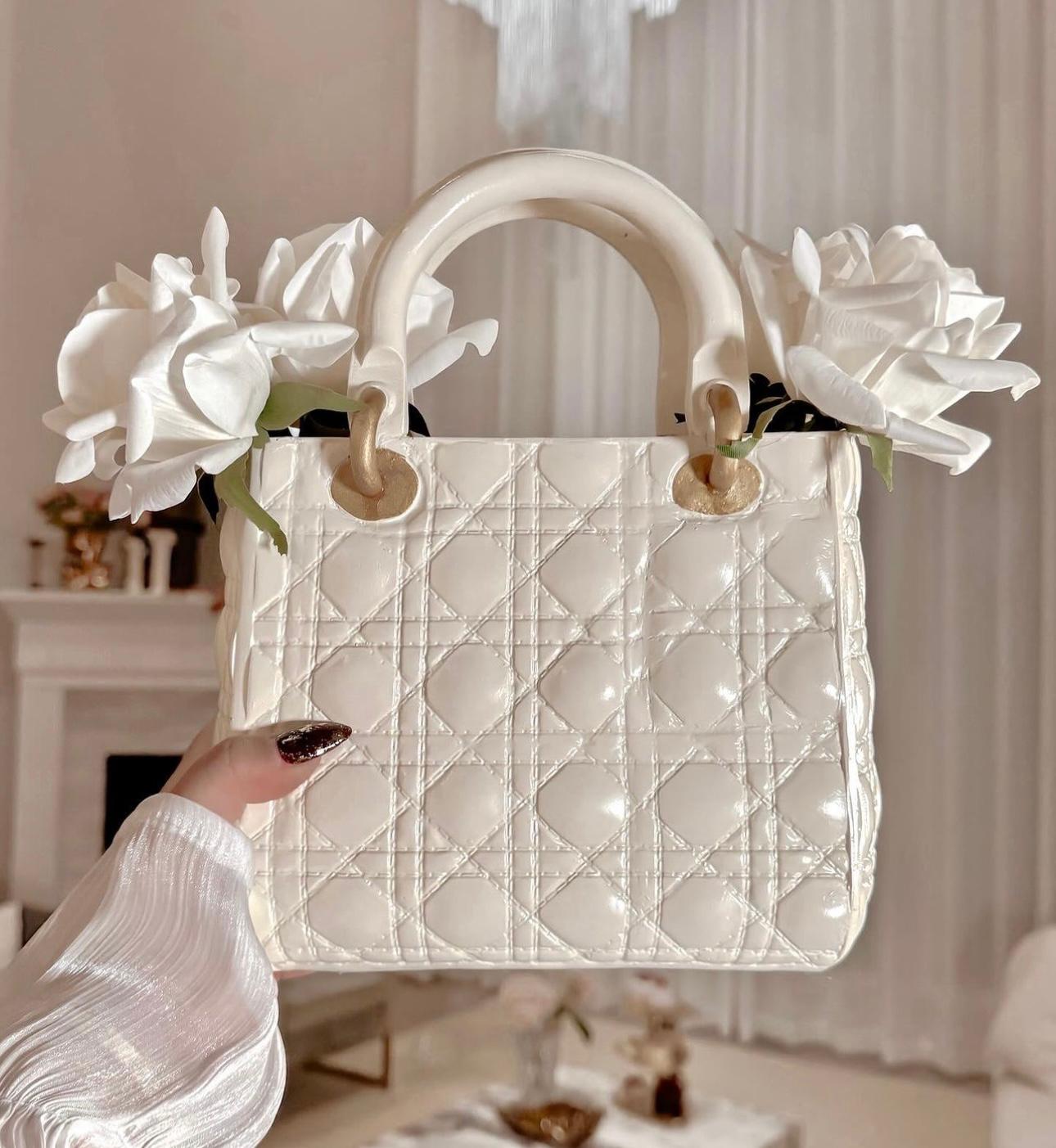 handcrafted Lady D handbag flower vase