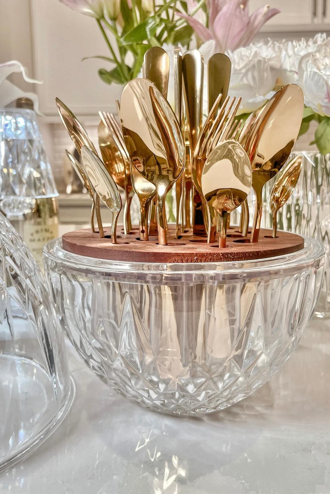 Luxury Egg-Shaped Gold Cutlery holder