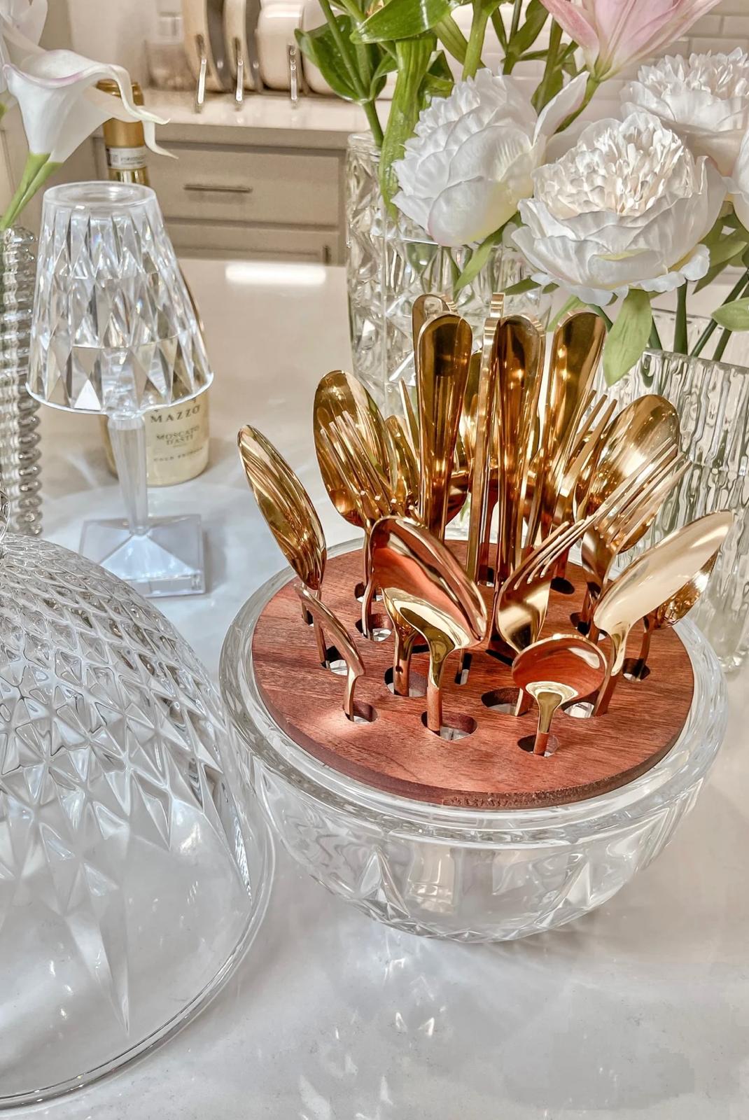 Luxury Egg-Shaped Gold Cutlery holder