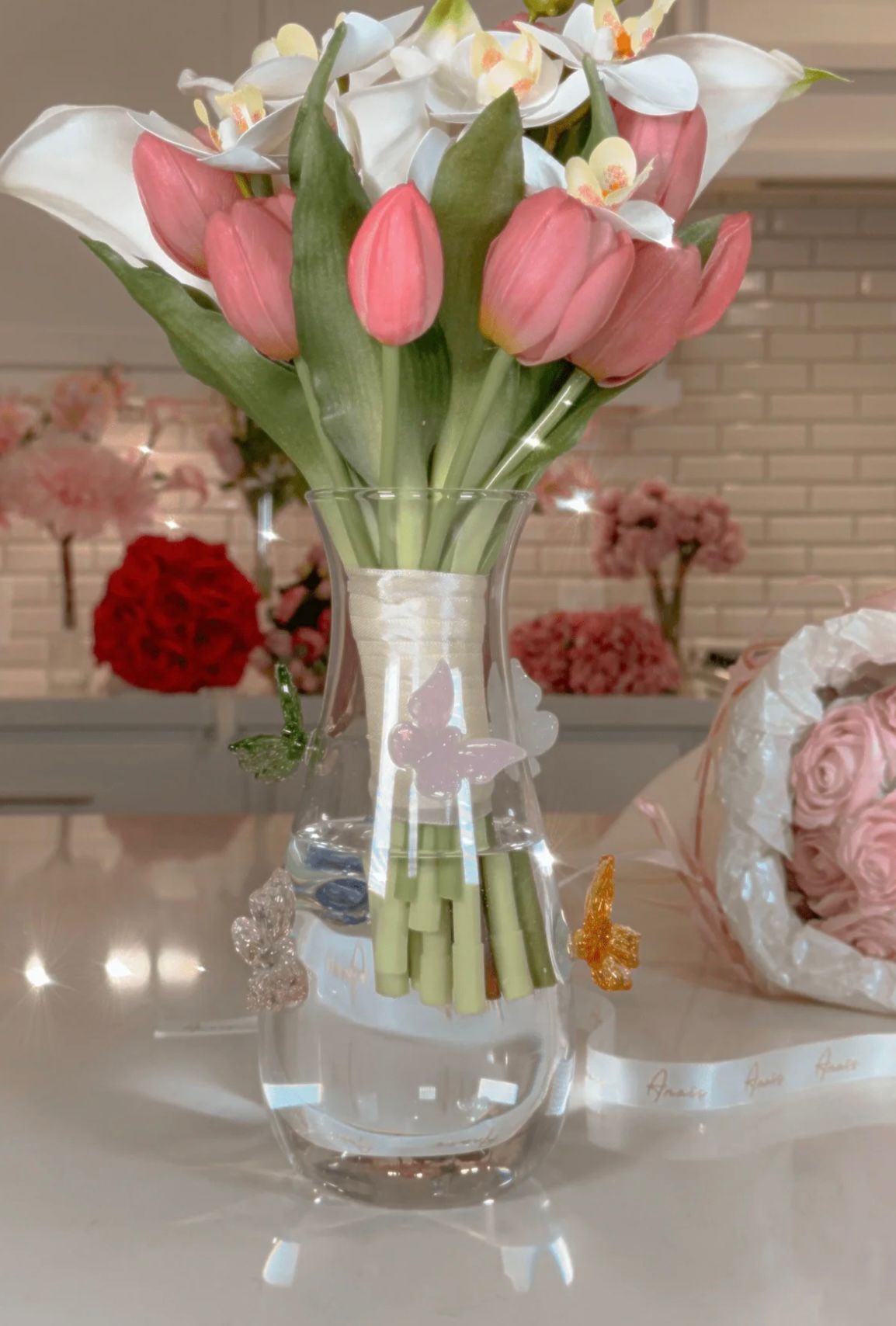 Colouful crafted butterfly Flower vase