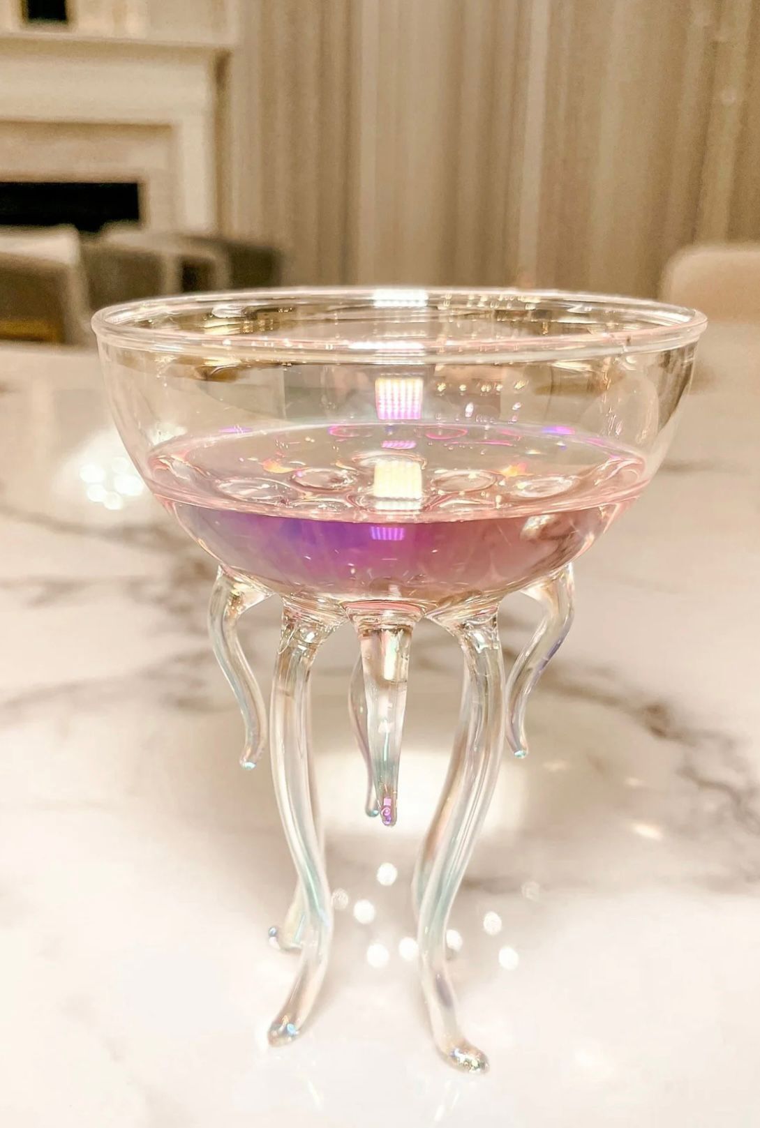 Rainbow Octopus martini/ cocktail/ mocktail glasses